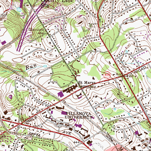 Topographic Map of Saint Marys Seminary, PA