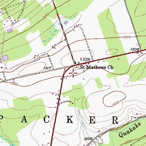 Topographic Map of Saint Mathews Church, PA