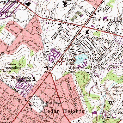 Topographic Map of Saint Matthews Cemetery, PA