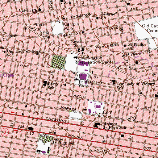 Topographic Map of Saint Matthews Church, PA