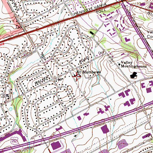 Topographic Map of Saint Matthews Church, PA