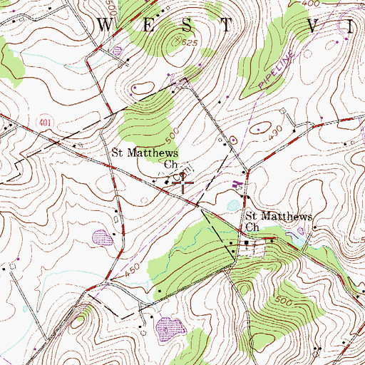 Topographic Map of Saint Matthews Lutheran Church, PA