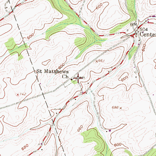 Topographic Map of Saint Matthews Church, PA