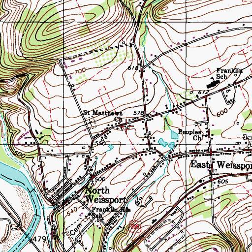 Topographic Map of Saint Matthews Church, PA