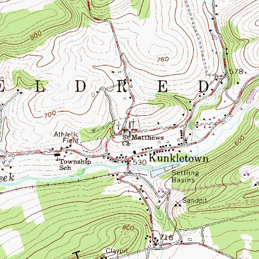 Topographic Map of Saint Matthews Church, PA