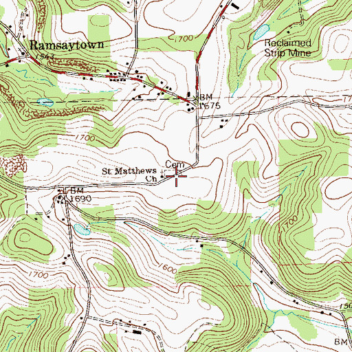 Topographic Map of Saint Matthews Church, PA
