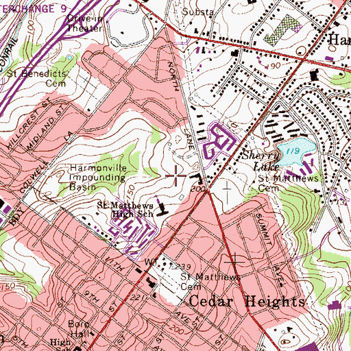 Topographic Map of Saint Matthews High School, PA