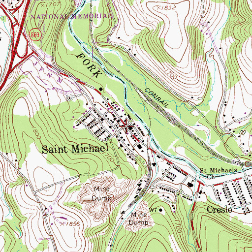 Topographic Map of Saint Michael, PA