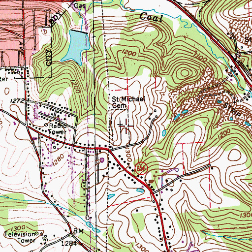 Topographic Map of Saint Michael Cemetery, PA