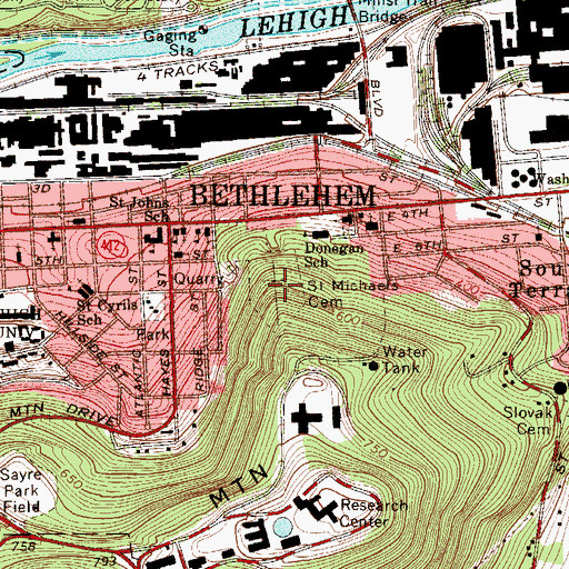 Topographic Map of Saint Michaels Cemetery, PA