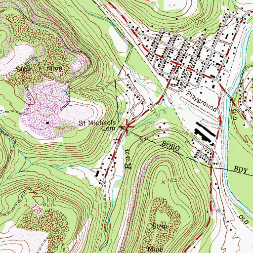 Topographic Map of Saint Michaels Cemetery, PA