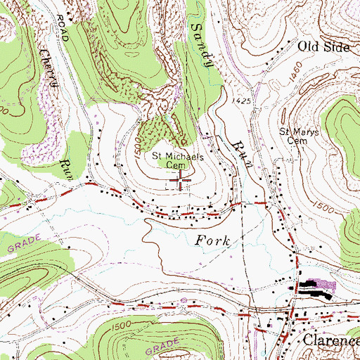 Topographic Map of Saint Michaels Cemetery, PA
