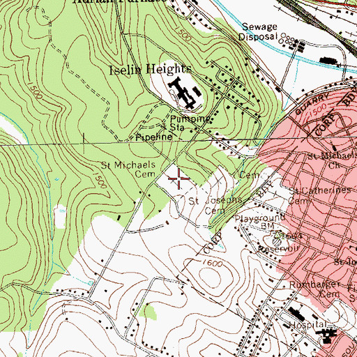 Topographic Map of Saint Michael Cemetery, PA