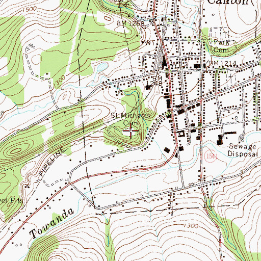 Topographic Map of Saint Michaels Cemetery, PA