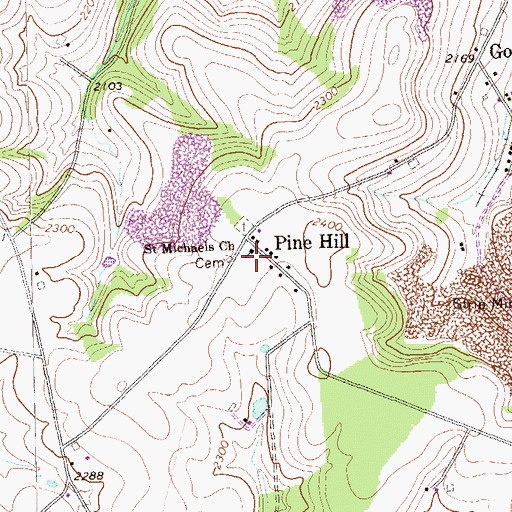 Topographic Map of Saint Michaels Church, PA