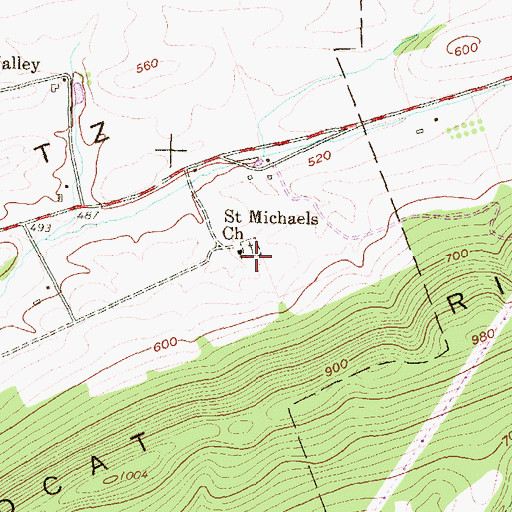 Topographic Map of Saint Michaels Church, PA