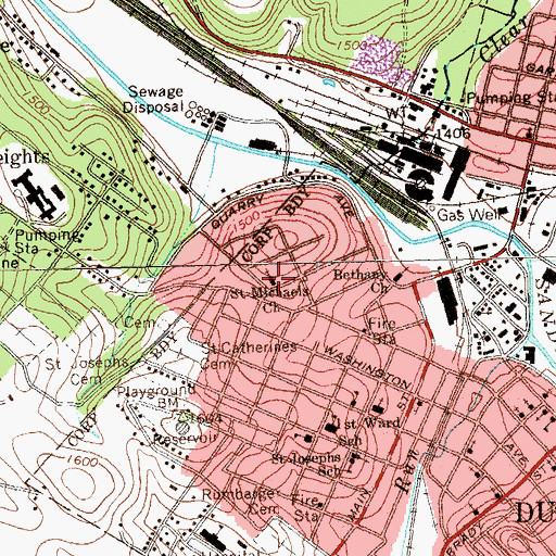 Topographic Map of Saint Michaels Church, PA