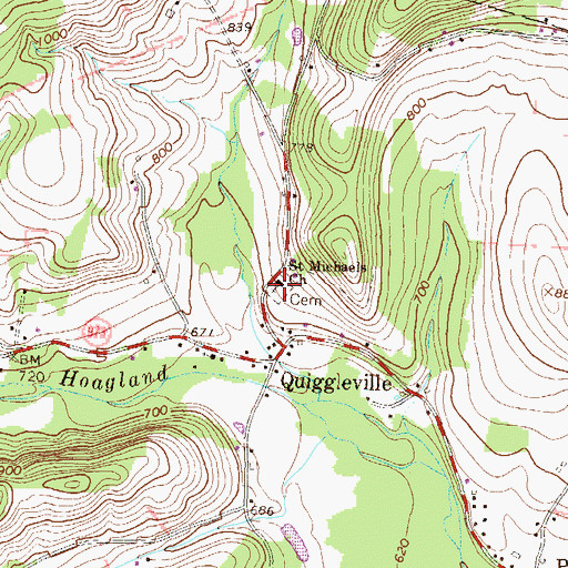Topographic Map of Saint Michaels Church, PA