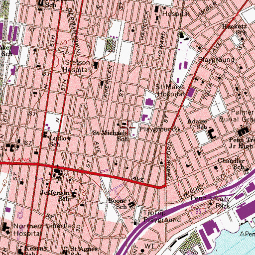 Topographic Map of Saint Michaels School, PA