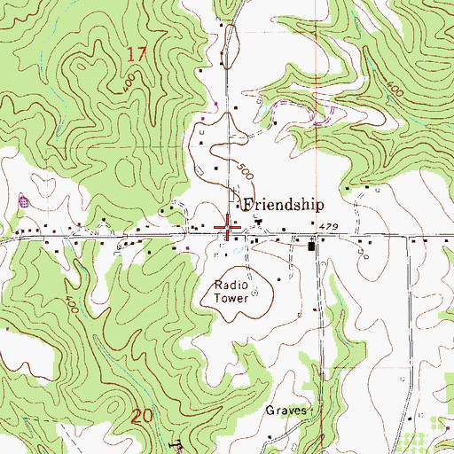 Topographic Map of Friendship, AL