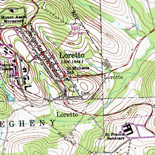 Topographic Map of Saint Michaels School, PA