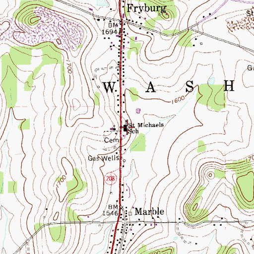Topographic Map of Saint Michaels School, PA
