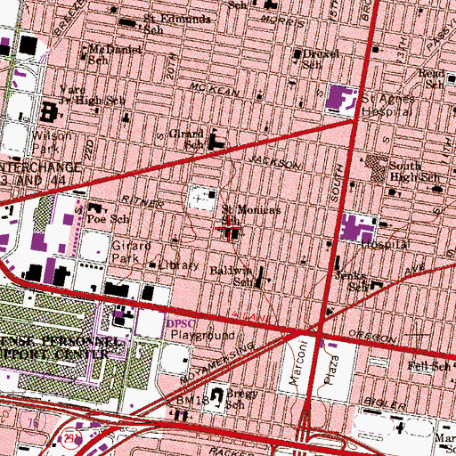 Topographic Map of Saint Monicas School, PA
