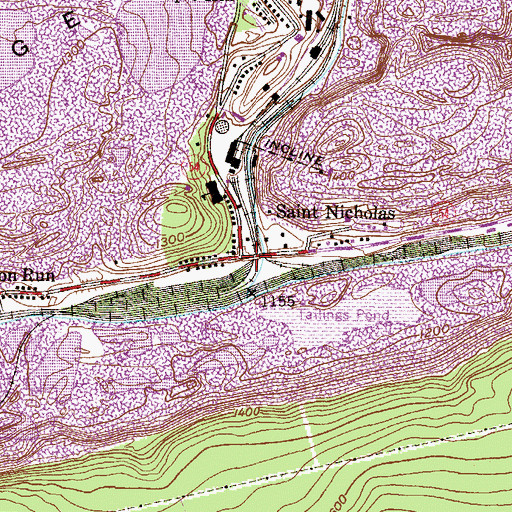 Topographic Map of Saint Nicholas, PA