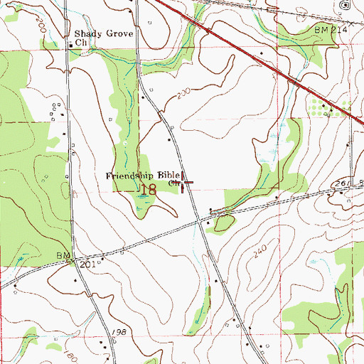 Topographic Map of Friendship Bible Church, AL