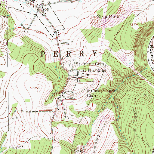 Topographic Map of Saint Nicholas Cemetery, PA