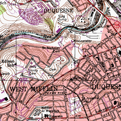 Topographic Map of Saint Nicholas - Saints Peter and Paul Byzantine Catholic Cemetery, PA