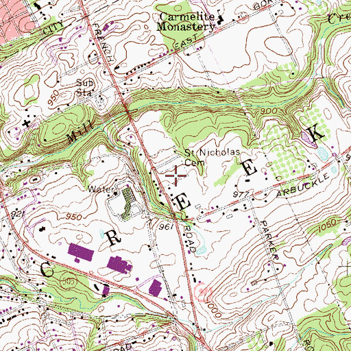 Topographic Map of Saint Nicholas Cemetery, PA