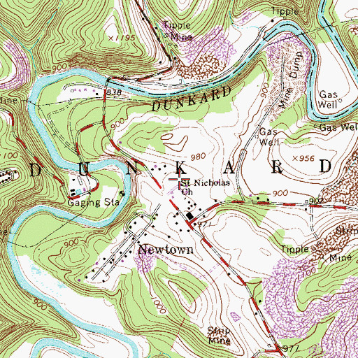 Topographic Map of Saint Nicholas Church, PA