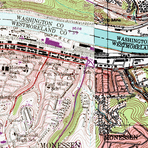 Topographic Map of Saint Nicholas Church, PA