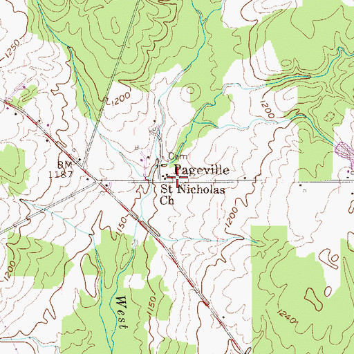 Topographic Map of Saint Nicholas Church, PA