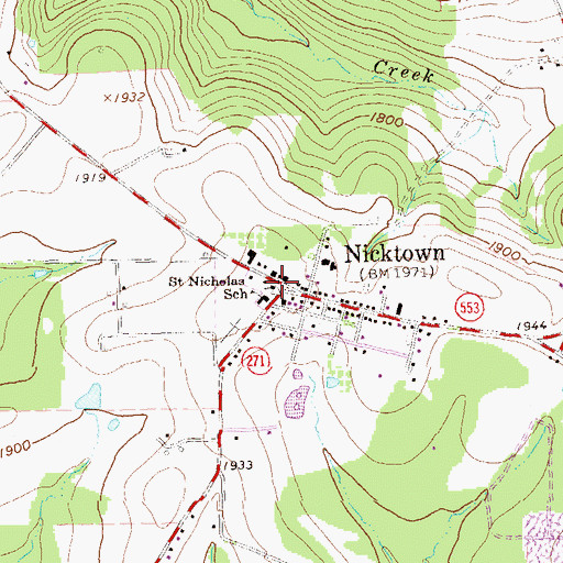 Topographic Map of Saint Nicholas School, PA