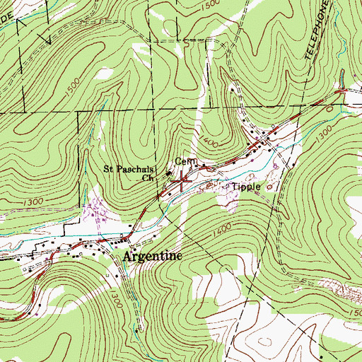 Topographic Map of Saint Paschals Church, PA