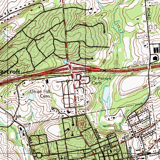 Topographic Map of Saint Patrick Cemetery, PA