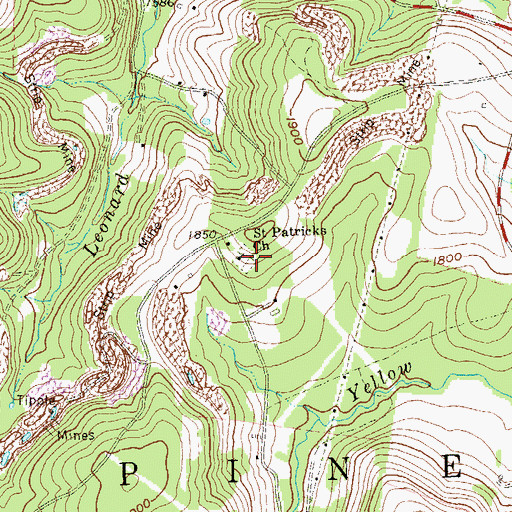 Topographic Map of Saint Patricks Church, PA