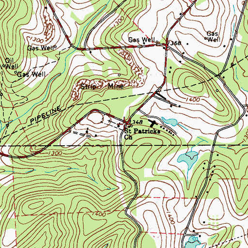 Topographic Map of Saint Patricks Church, PA