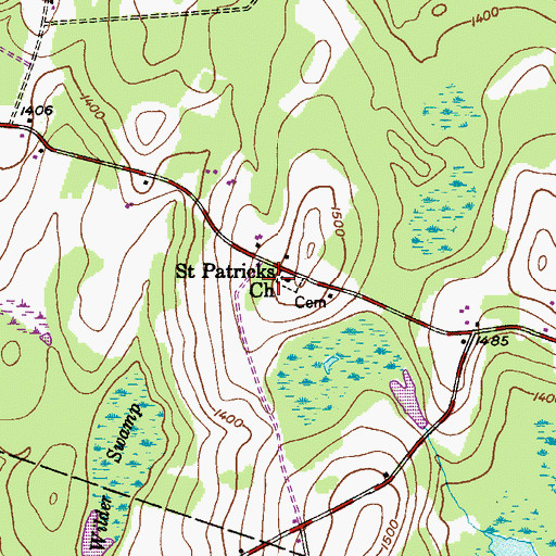 Topographic Map of Saint Patricks Church, PA