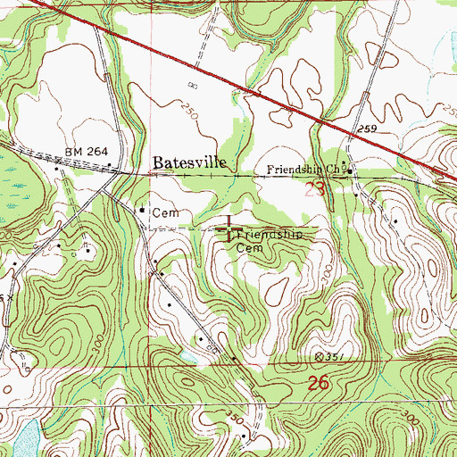 Topographic Map of Friendship Cemetery, AL