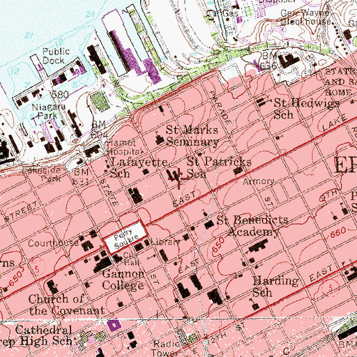 Topographic Map of Saint Patricks School, PA
