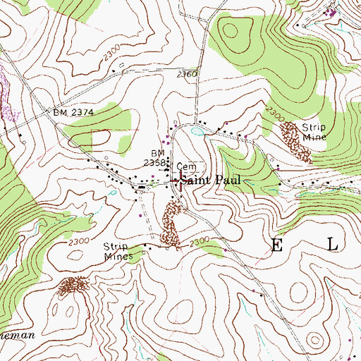 Topographic Map of Saint Paul, PA