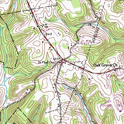Topographic Map of Saint Paul Cemetery, PA