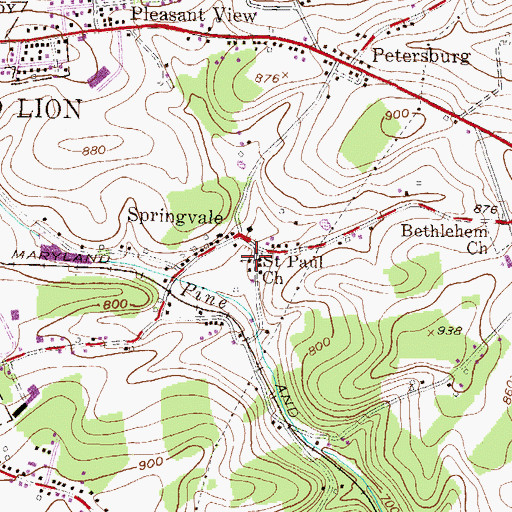 Topographic Map of Saint Paul Church, PA
