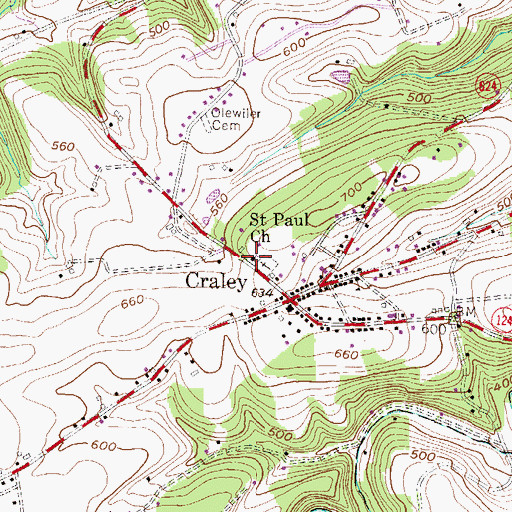 Topographic Map of Saint Paul Church, PA