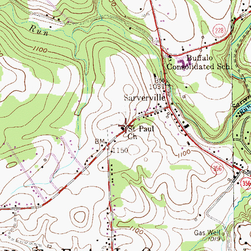 Topographic Map of Saint Paul Church, PA