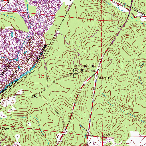 Topographic Map of Friendship Cemetery, AL