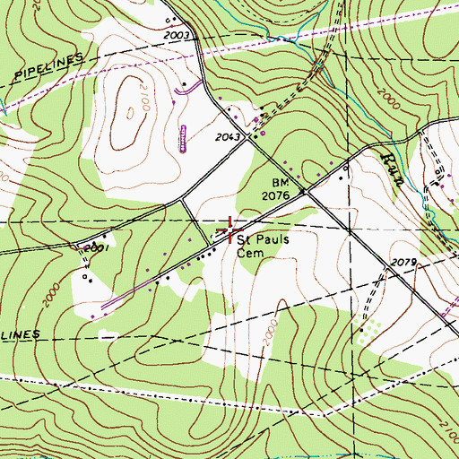 Topographic Map of Saint Pauls Cemetery, PA